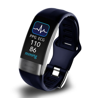Slimme armband met bloeddrukmeter, ECG, hartslag, zuurstofverzadiging en slaaptracker - goedgekeurd door FDA Blauw Siliconen