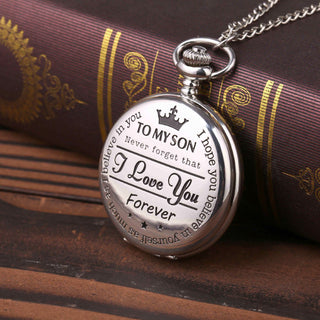 To My Son quartz zakhorloge aan ketting Til min søn (sølv)
