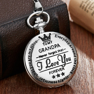 To My Son quartz zakhorloge aan ketting Bedstefar (sølv)