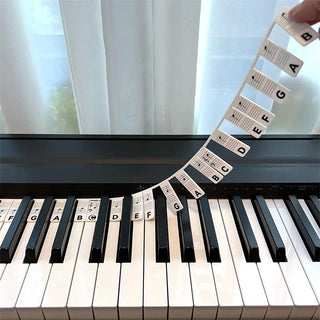 Afneembare notenbalkstickers voor pianokeyboard Zwart