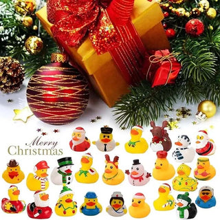 Adventskalender met 24 kerst-badeendjes