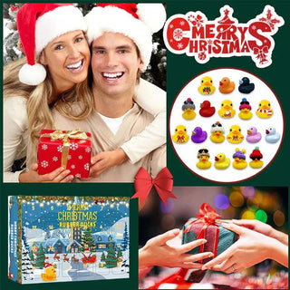 Adventskalender met 24 kerst-badeendjes