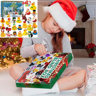 Adventskalender met 24 kerst-badeendjes