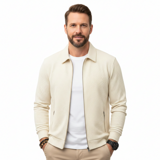 Heren Vest – Lichtgewicht Textuur – Ritsluiting – Ribboorden – Zijzakken met Rits