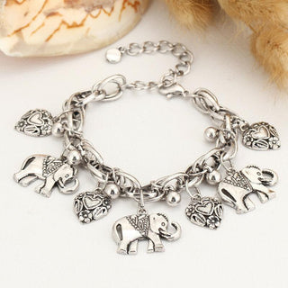 Handgemaakte vintage olifant enkelbandje Zilver