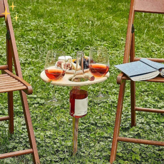 Opvouwbare draagbare houten tafel voor wijnglazen en flessen | Strand en park - Lapbaar