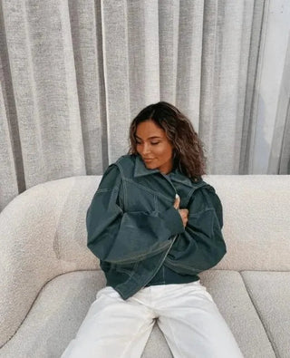 Oversized Leren Jas - Stoer en Casual - Zwart - Ideaal voor Lente, Herfst en Winter Groen