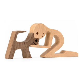 Dierenliefhebber - Tafeldecoratie met houten sculptuur Mand og kat
