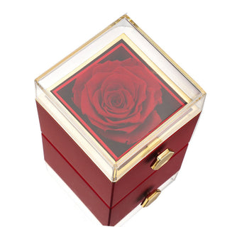 Eternal Rose Box met gegraveerde ketting en kunstroos - Isabel Wijnrood