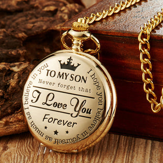 To My Son quartz zakhorloge aan ketting Til min søn (guld)