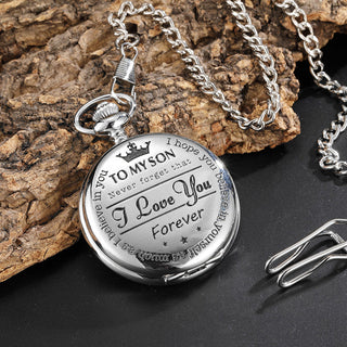 To My Son quartz zakhorloge aan ketting Til min søn (sølvmat)
