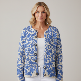 Dames Vest met Bloemenpatroon | Ronde Hals
