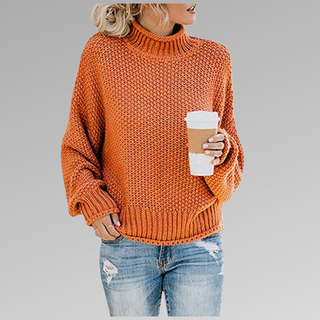 Gebreide Trui van Katoenmix met Ronde Hals | Ideaal voor Koele Herfstdagen Oranje