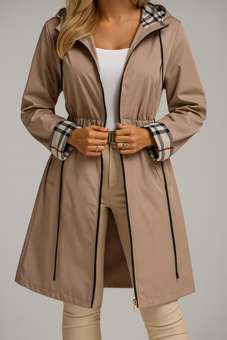 Amalia | Damesjas met capuchon en ritssluiting Beige
