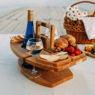 Draagbare Houten Picknicktafel voor Wijn en Snacks