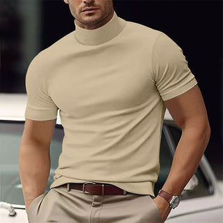 Hommes | Casual Basic Turtleneck T-shirt voor Heren met Korte Mouwen Beige