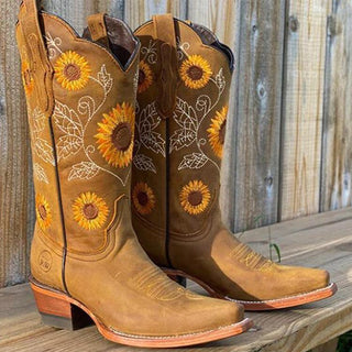 Elisabeth | Dames cowboylaarzen met zonnebloemborduurwerk