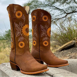 Elisabeth | Dames cowboylaarzen met zonnebloemborduurwerk