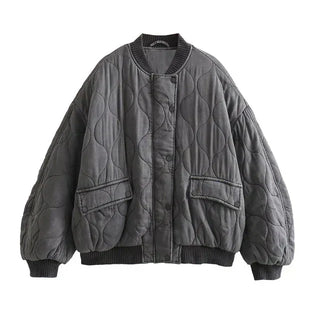 Dames Bomberjack - Gewatteerd Design - Ribboord Kraag - Casual Comfort Fit