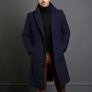 Franz | Herenjas van imitatiewol Donkerblauw
