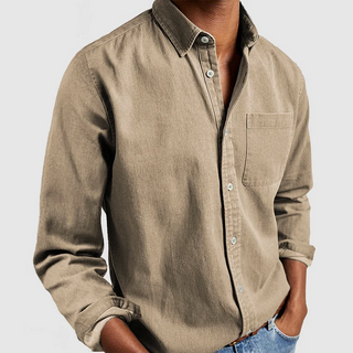 Fynn | Klassiek shirt met lange mouwen Kaki