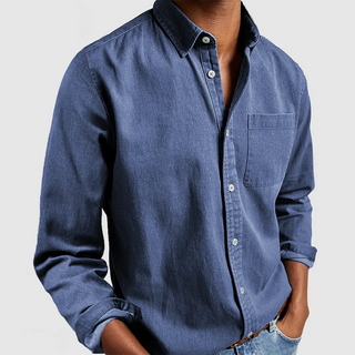 Fynn | Klassiek shirt met lange mouwen Blauw