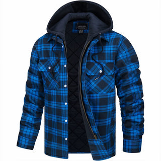 Giovanni - Geruite jas met rits blauw