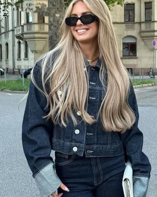 Avenari | Dames Denim Set – Trucker Jacket & High Waist Wide Leg Jeans – Relaxed Fit