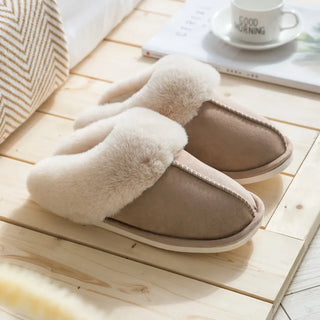Gulie | Suède pantoffels, zacht en warm Kaki