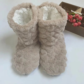 Bary | Hoge teddy pantoffels, warm en zacht Kaki