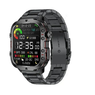 Nausfit | Smartwatch | Maak van elke dag een actieve dag | Bereik moeiteloos je fitnessdoelen Zwart stålbælte