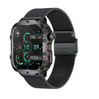 Nausfit | Smartwatch | Maak van elke dag een actieve dag | Bereik moeiteloos je fitnessdoelen Zwart mesh bælte