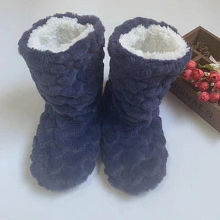 Bary | Hoge teddy pantoffels, warm en zacht Marineblauw