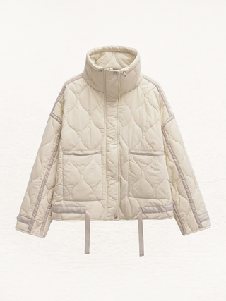 Noëlle - Gewatteerde Jas Dames | Quilt jas Vrouw | Stijlvolle Herfstjas Beige