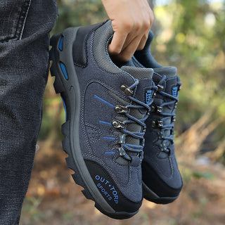 Heren Stijlvolle Wandelschoenen Veterschoenen Gripvaste Zool Grijs