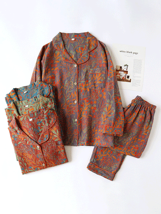 Luna Elegante Bloemenprint Pyjama Set voor Dames Nachtkleding