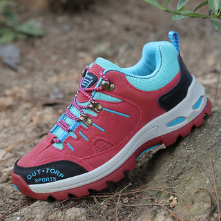 Heren Stijlvolle Wandelschoenen Veterschoenen Gripvaste Zool Fuchsia
