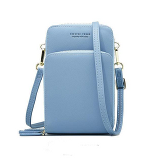 Rina | Design leren handtasje voor je telefoon Lichtblauw