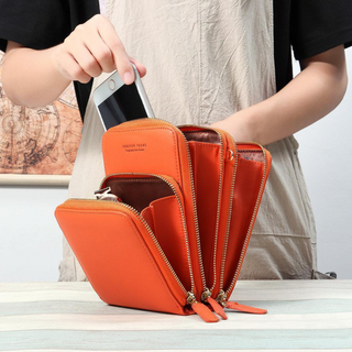 Rina | Design leren handtasje voor je telefoon Oranje