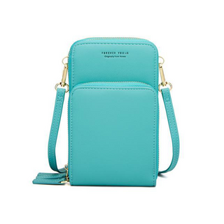 Rina | Design leren handtasje voor je telefoon Turquoise