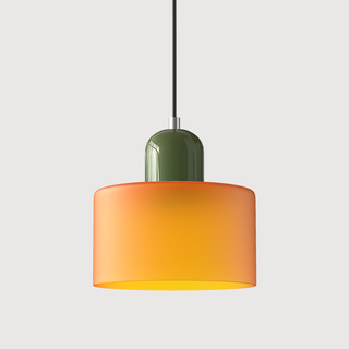 Glazen Hanglamp Elegante Voor Keuken En Woondecoratie Matte Oranje Groen