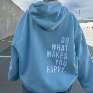 Dames Capuchontrui Met Tekstprint Voor Vrijetijdsgebruik Blauw