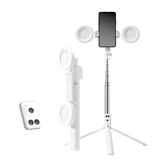 6-in-1 selfiestick met invullicht Wit