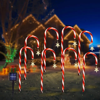 Grondverlichting zuurstok op zonne-energie | Waterdichte kerstdecoratie voor buiten - CaneLand 5 stuks