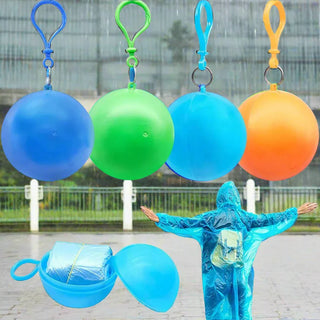 Draagbare mini regenponcho voor de winter | Sleutelhanger met haakje - Ufrugtbar Geel