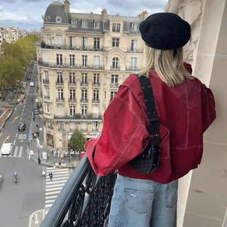 Oversized Leren Jas - Stoer en Casual - Zwart - Ideaal voor Lente, Herfst en Winter
