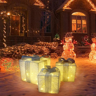 Verlichte kerstcadeaudoosjes | LED-lichtboxset voor binnen en buiten - GlowBox