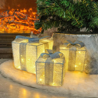 Verlichte kerstcadeaudoosjes | LED-lichtboxset voor binnen en buiten - GlowBox 3 stuks