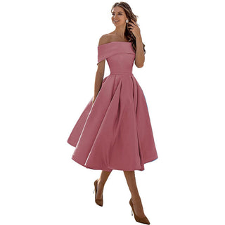 Strapless satijnen feestjurk: casual elegantie satijn Cameo Brown 2XL