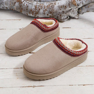 Dames Warme Winterlaarzen met Dikke Zolen zonder Hak Beige